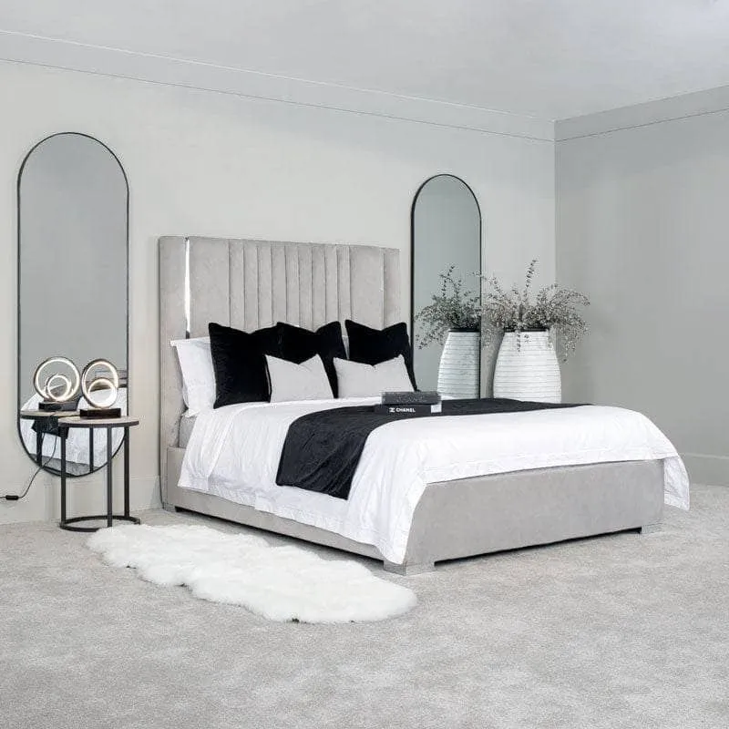 Poppy King Size Ottoman Bed - Silver