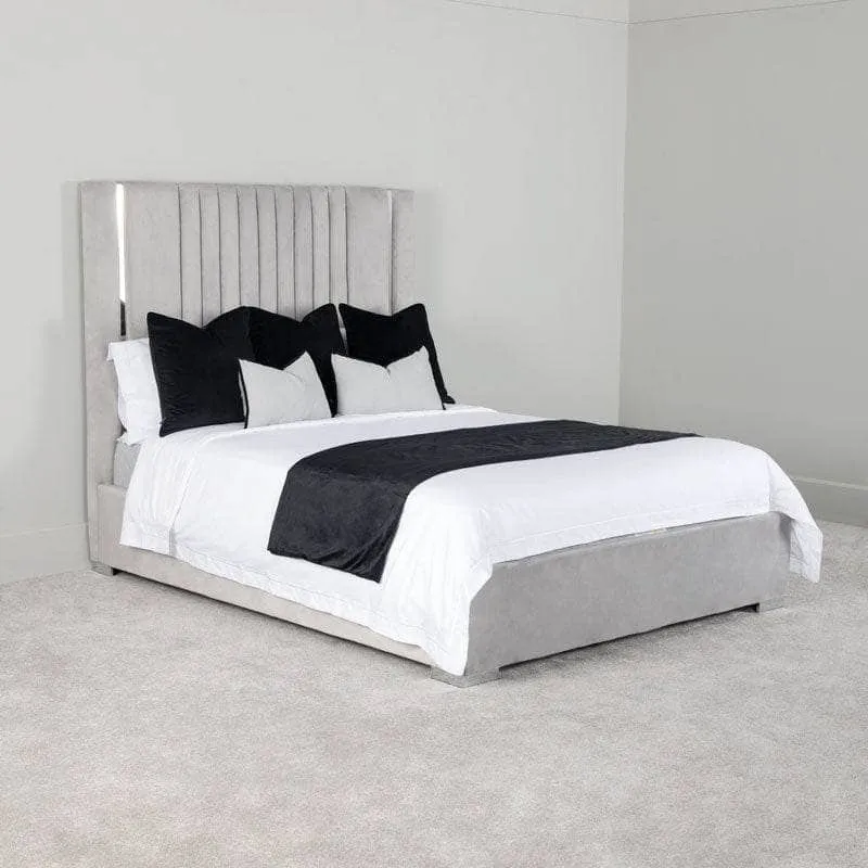 Poppy King Size Ottoman Bed - Silver