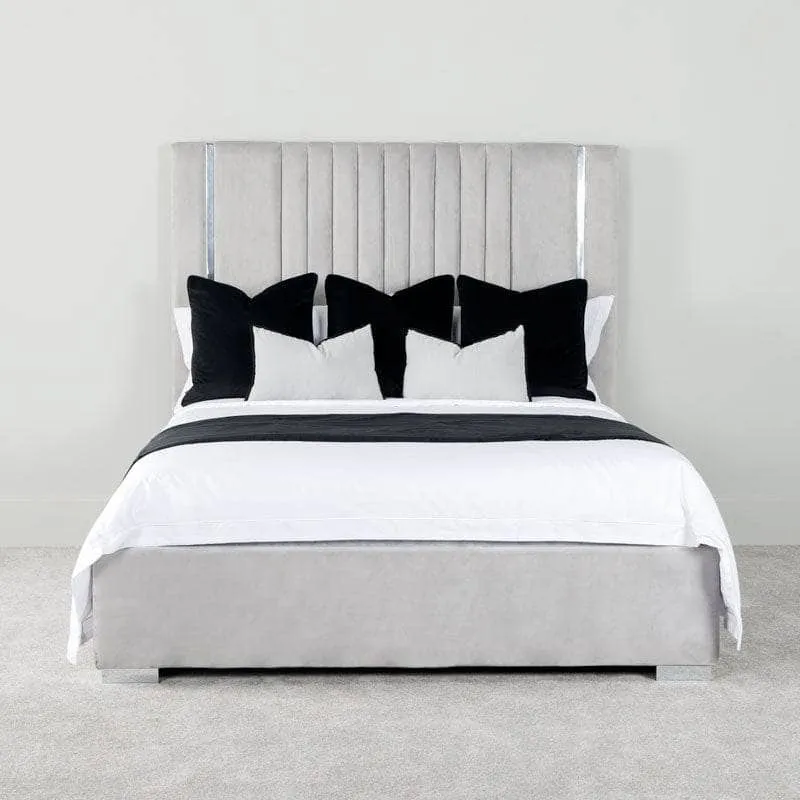 Poppy King Size Ottoman Bed - Silver