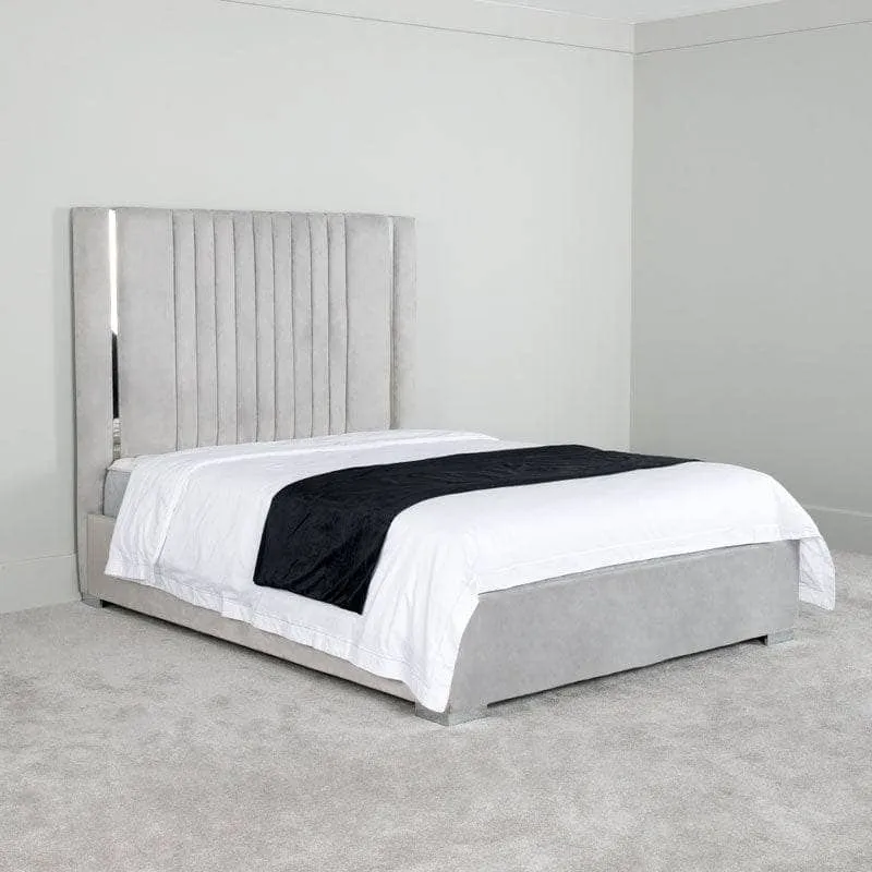 Poppy King Size Ottoman Bed - Silver