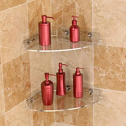 Vdomus Acrylic Bathroom Shelves 2 Pack Adhesive Floating Shower Corner Shelf