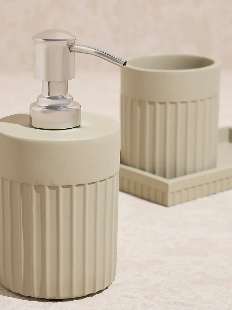 Westside Home Beige Ribbed-Textured Bathroom Accessory Set